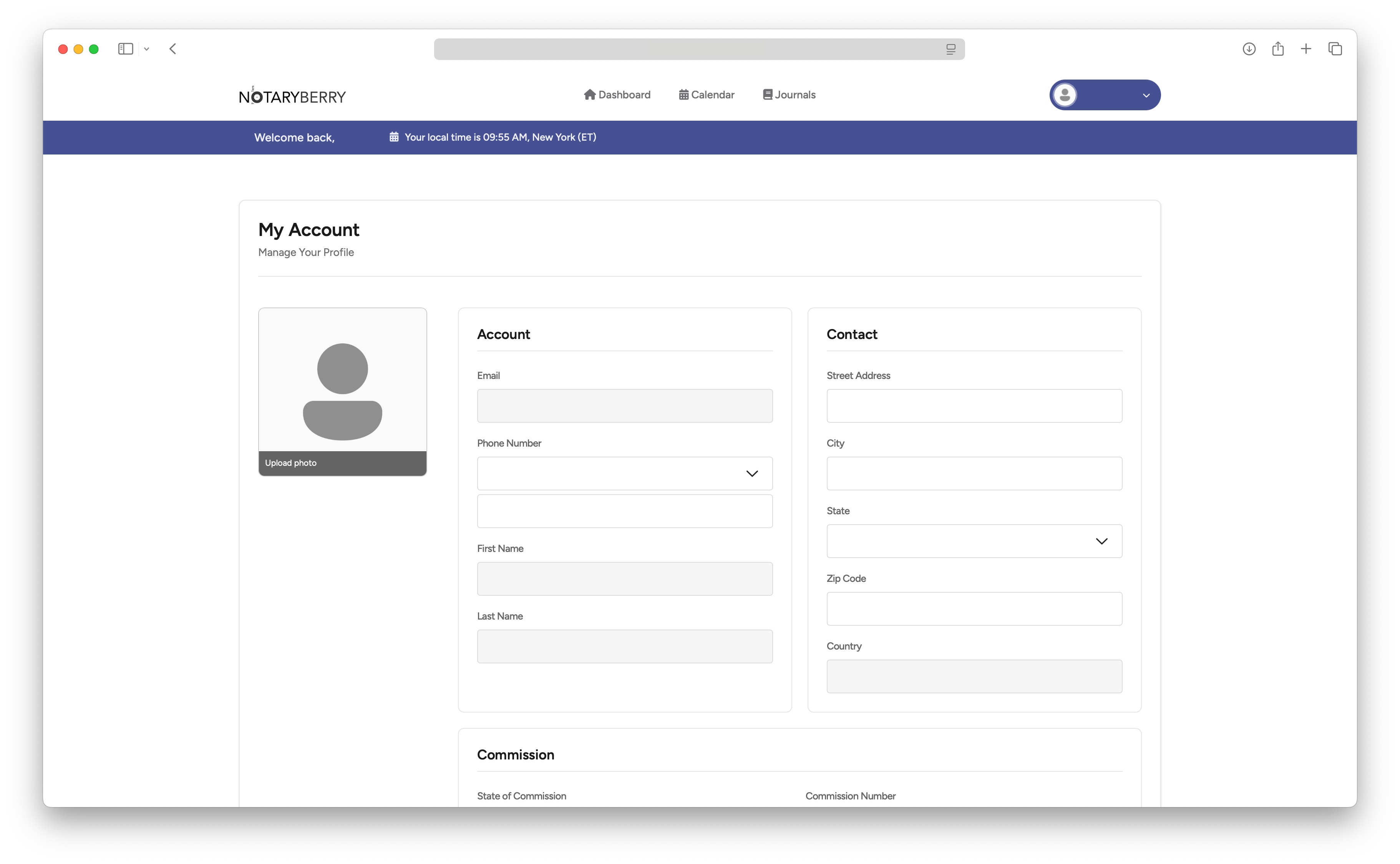 Create notary profile