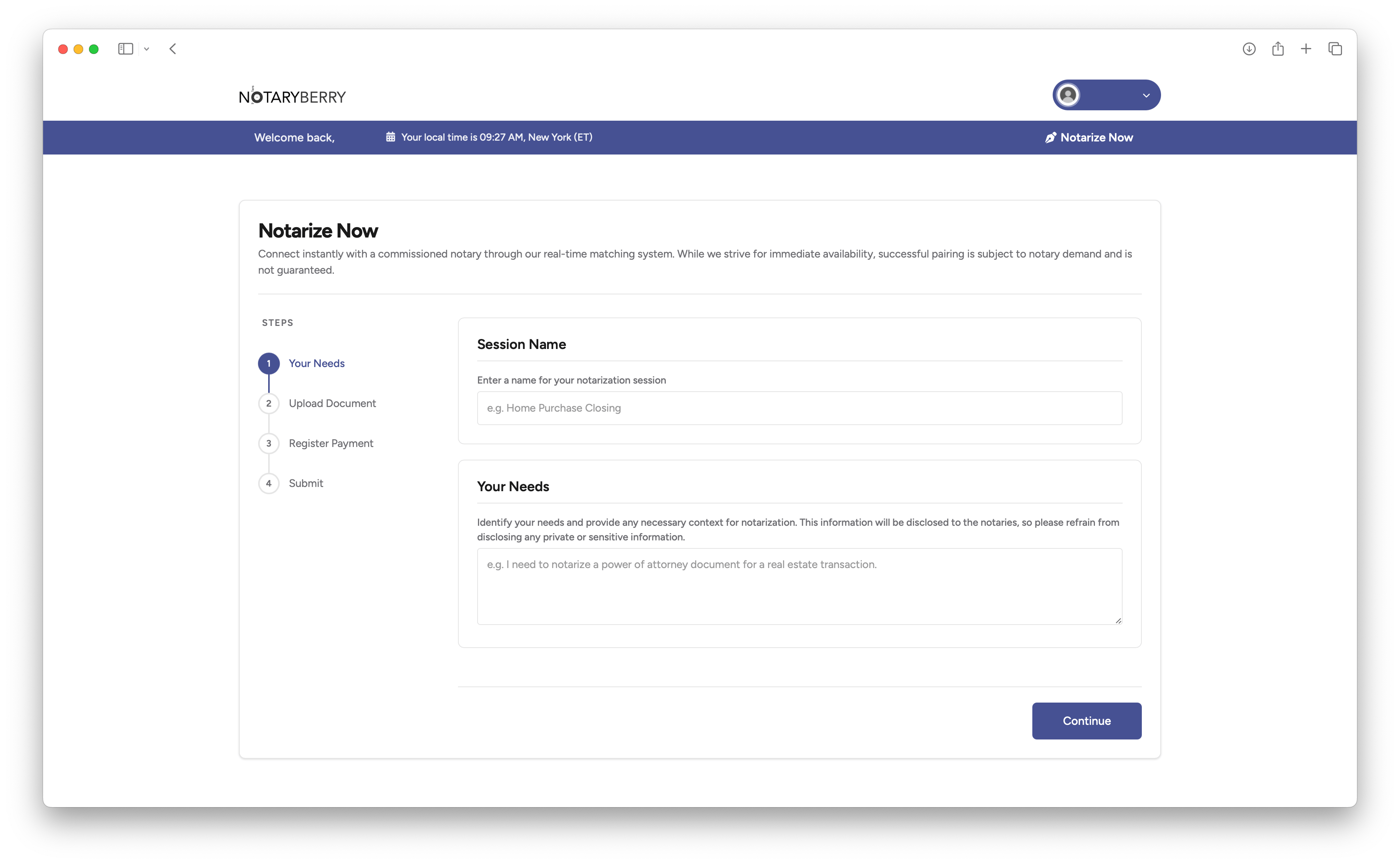 Upload documents for notarization